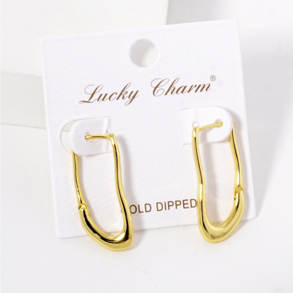 18K Gold Dipped Organic‎ Shape 28mm Hoop Earrings